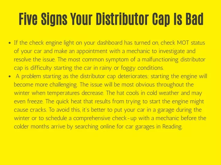 PPT Five Signs Your Distributor Cap Is Bad PowerPoint Presentation, free download ID11862565