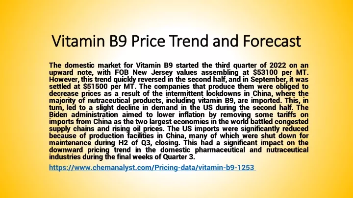 vitamin b9 price trend and forecast