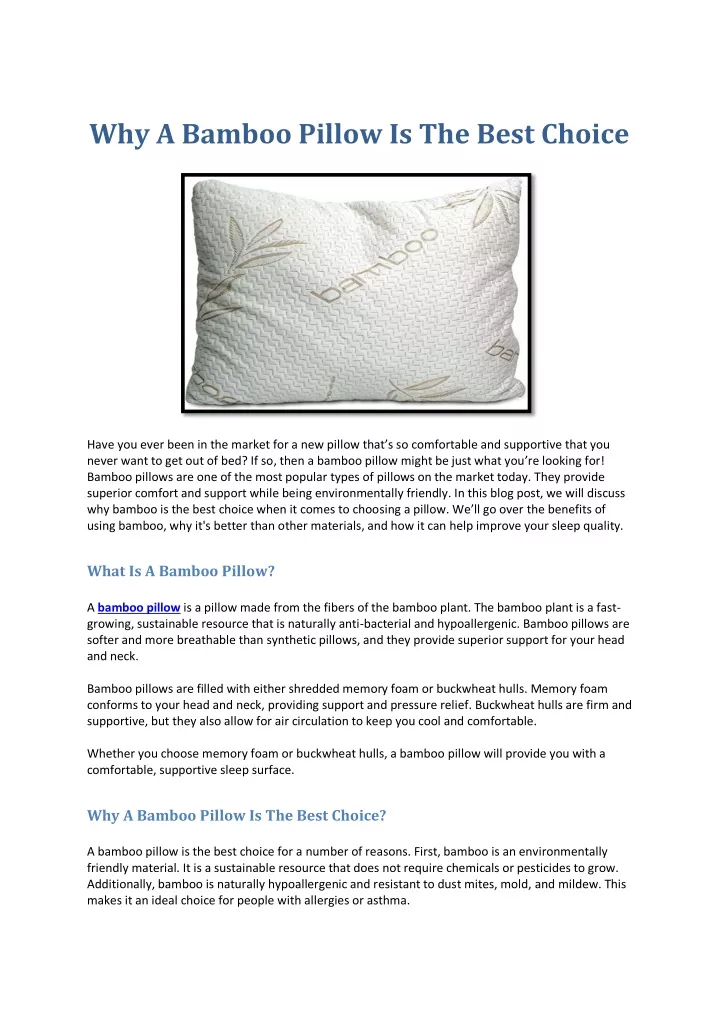 why a bamboo pillow is the best choice