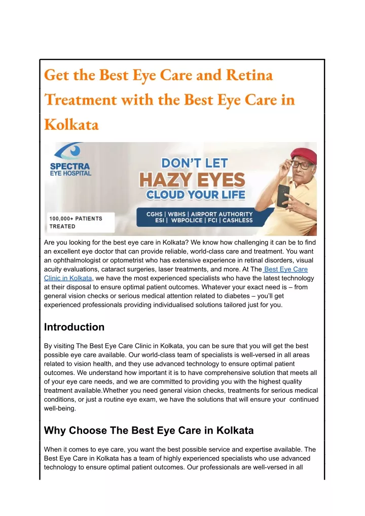 get the best eye care and retina treatment with