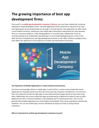 the growing importance of best app development