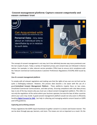 Consent management platform: Capture consent competently and ensure customer tru
