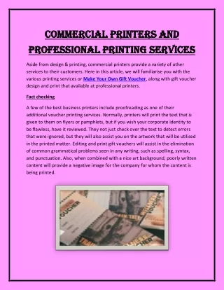 Commercial Printers and Professional Printing Services