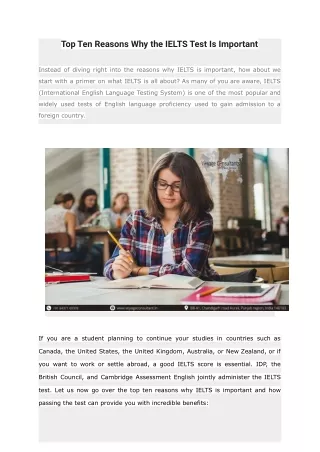 top ten reasons why the ielts test is important
