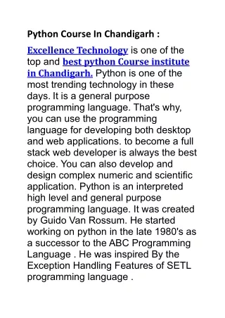python course in chandigarh excellence technology