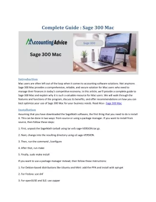 Complete Guide : Sage 300 Mac