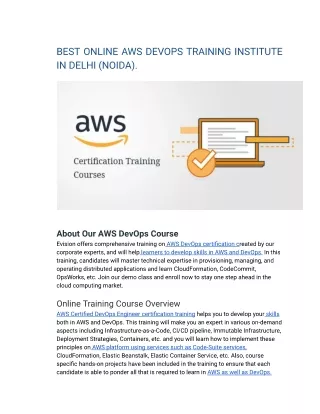 BEST ONLINE AWS DEVOPS TRAINING INSTITUTE IN DELHI (NOIDA).