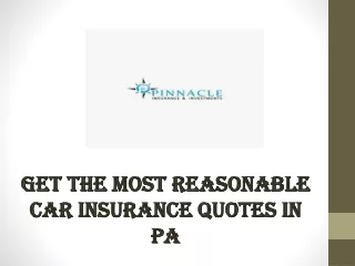 Get the Most Reasonable Car Insurance Quotes in PA