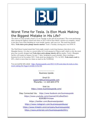 worst time for tesla is elon musk making