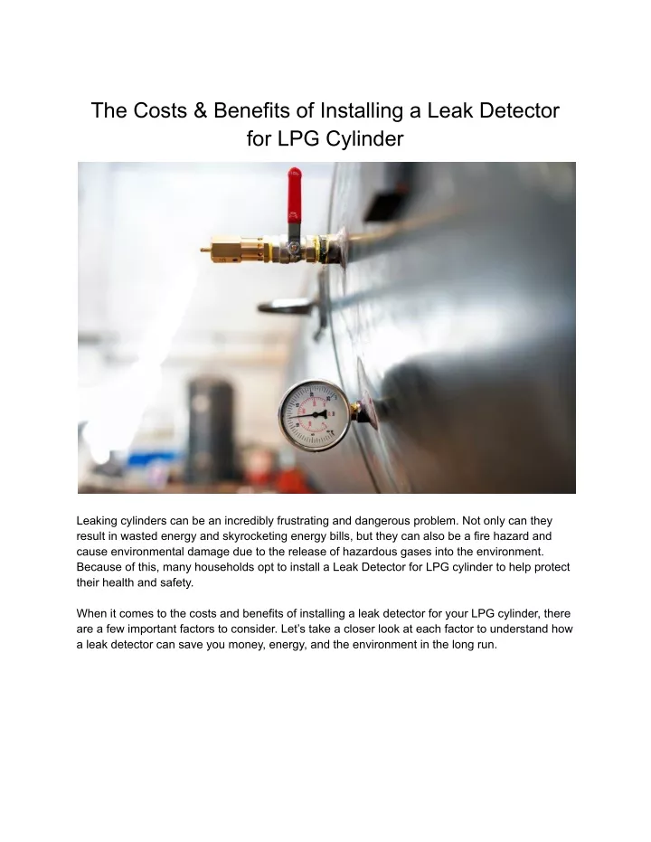 the costs benefits of installing a leak detector