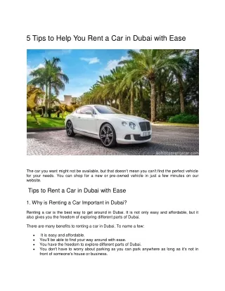 5 Tips to Help You Rent a Car in Dubai with Ease