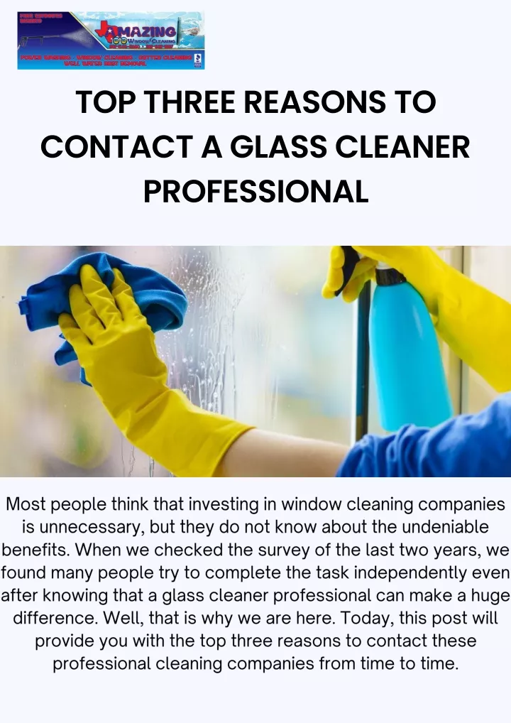 top three reasons to contact a glass cleaner