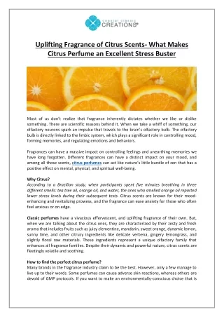 Uplifting Fragrance of Citrus Scents- What Makes Citrus Perfume an Excellent Stress Buster