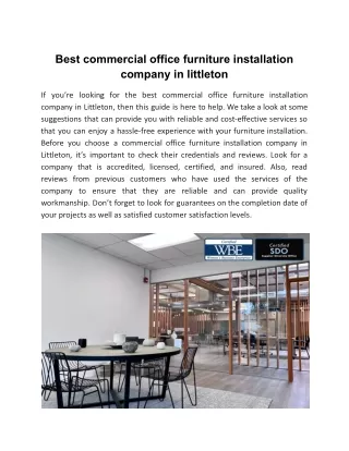 Best commercial office furniture installation company in littleton