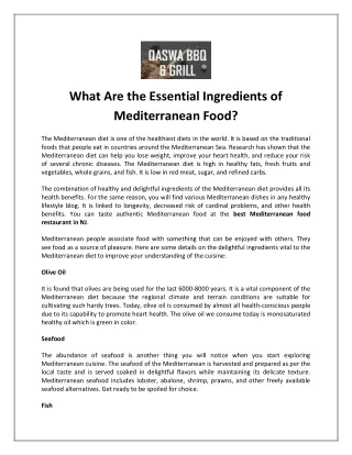 What Are the Essential Ingredients of Mediterranean Food?