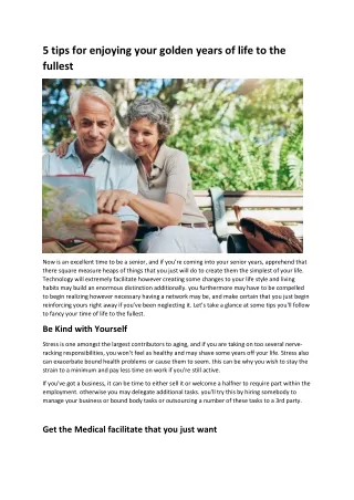 5 tips for enjoying your golden years of life to the fullest