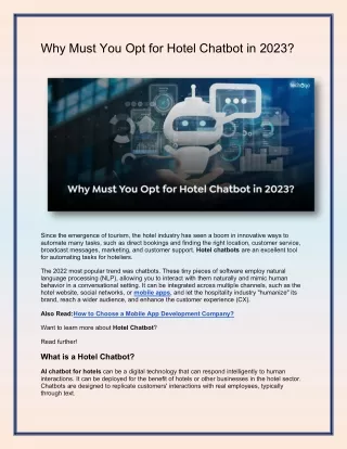 Why Must You Opt for Hotel Chatbot in 2023?