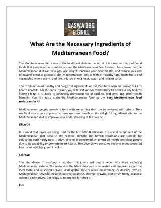 What Are the Necessary Ingredients of Mediterranean Food?
