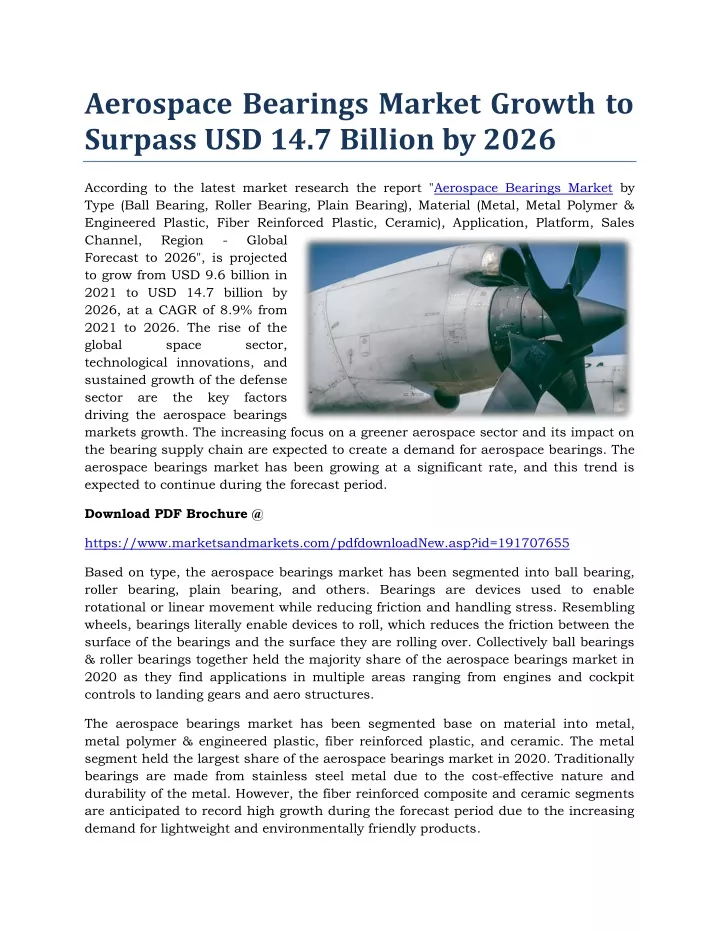 aerospace bearings market growth to surpass