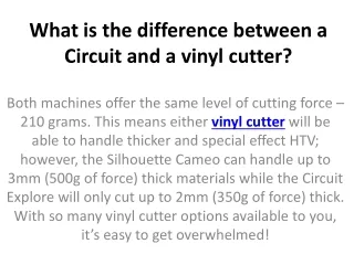 what is the difference between a circuit and a vinyl cutter