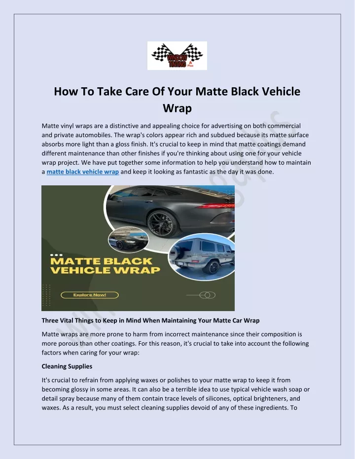 how to take care of your matte black vehicle wrap