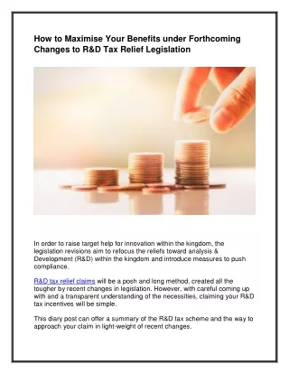 How to Maximise Your Benefits under Forthcoming Changes to R_D Tax Relief Legislation