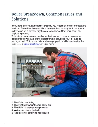 Boiler Breakdown, Common Issues and Solutions