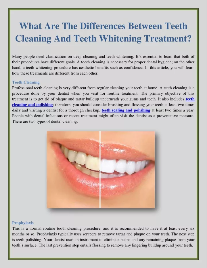 what are the differences between teeth cleaning