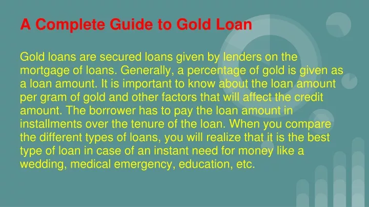 literature review on gold loan project