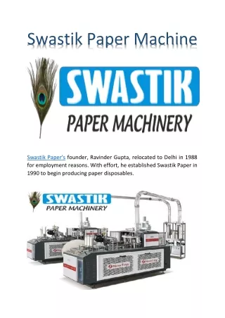 swastik paper machine