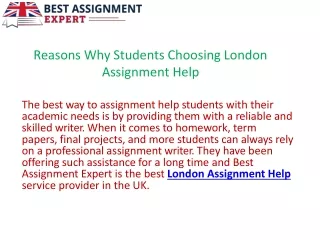 reasons why students choosing london assignment help