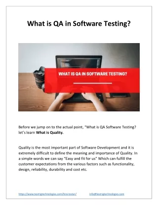 What is QA in Software Testing Services