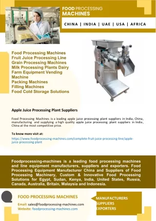 Apple Juice Processing Plant Suppliers