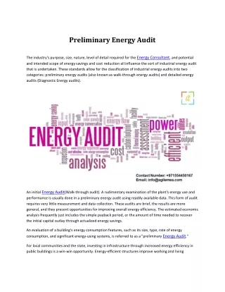 Preliminary Energy Audit