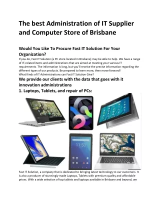The best Administration of IT Supplier and Computer Store of Brisbane