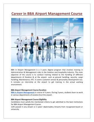 Career in BBA Airport Management Course