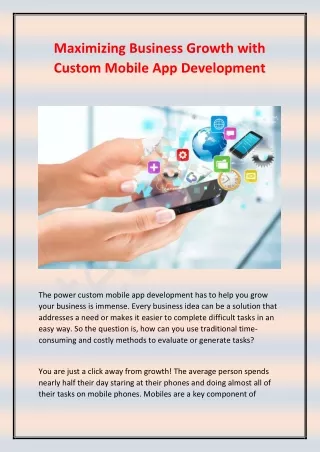 Maximizing Business Growth with Custom Mobile App Development