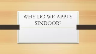why do we apply sindoor