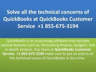 Solve all the technical concerns of QuickBooks at QuickBooks Customer Service