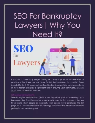 SEO For Bankruptcy Lawyers Why You Need It