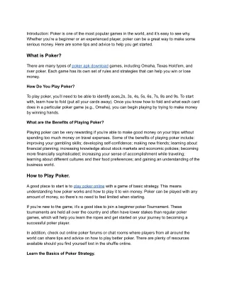 introduction poker is one of the most popular