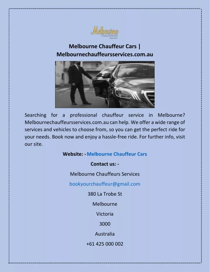 melbourne chauffeur cars