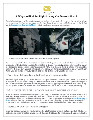 Luxury Car Dealers Miami