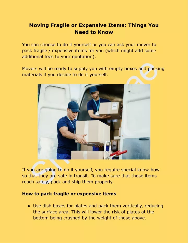 moving fragile or expensive items things you need