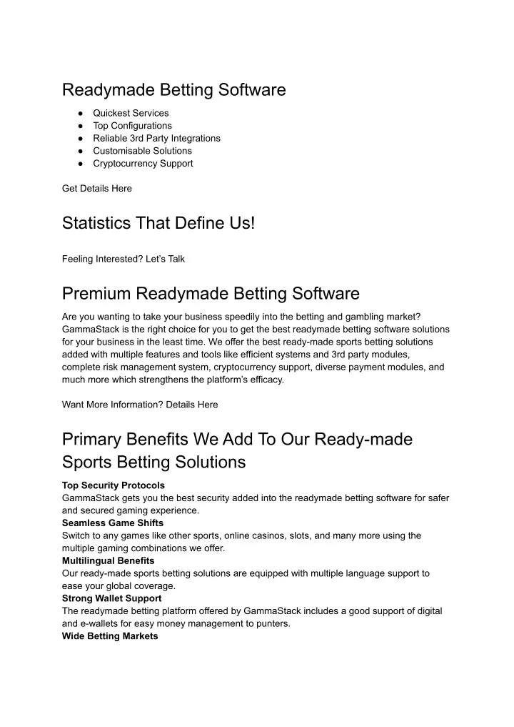 readymade betting software