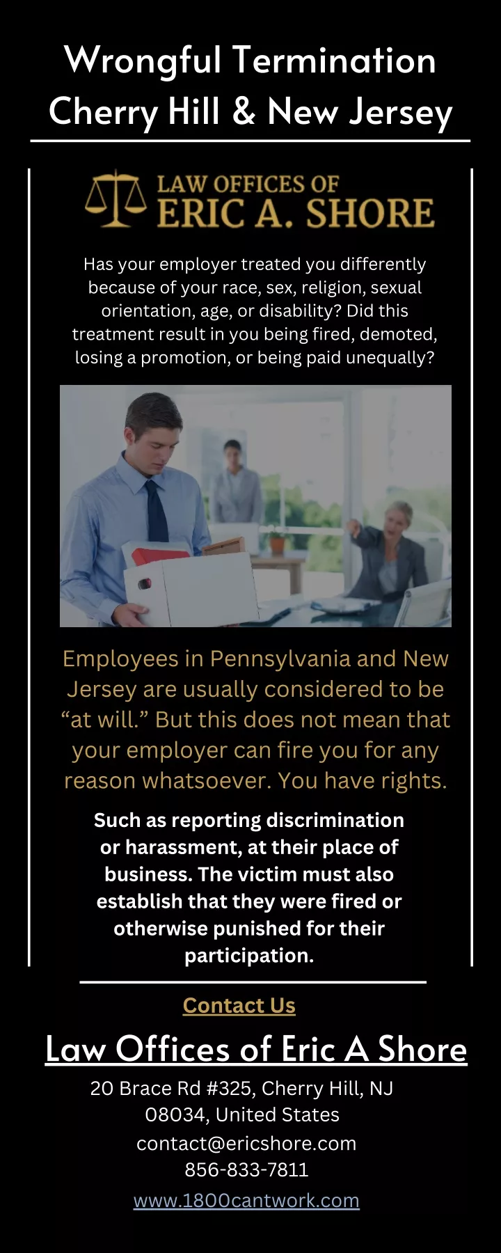 wrongful termination cherry hill new jersey