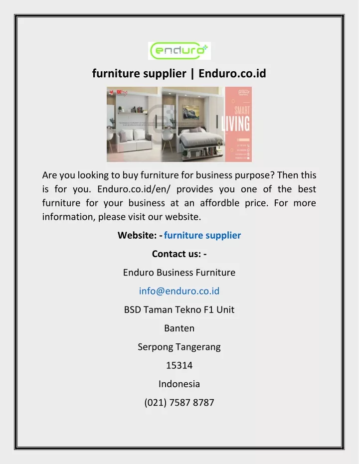 furniture supplier enduro co id