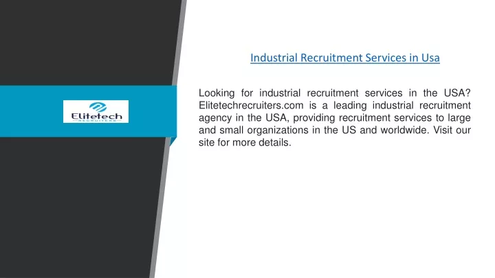 industrial recruitment services in usa