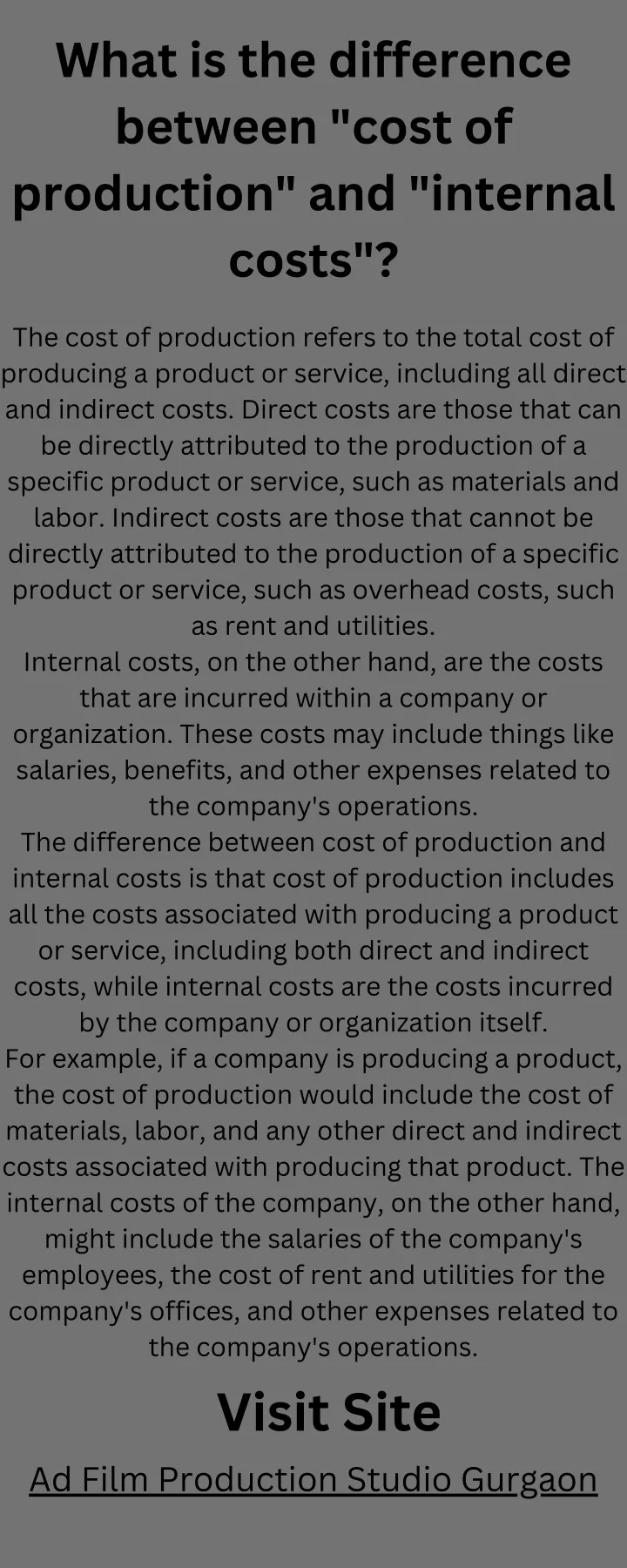 what is the difference between cost of production