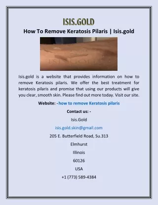 how to remove keratosis pilaris isis gold